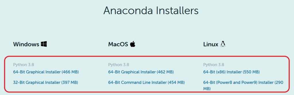 Anacondaインストール画面